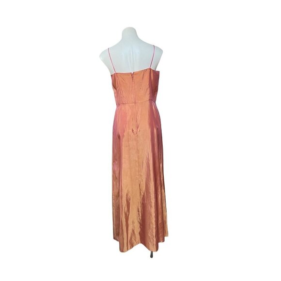 Y2K Semiformal Maxi Dress Prom Gown Satin Back Taffeta Orange Pink Creamsicle - Picture 2 of 10